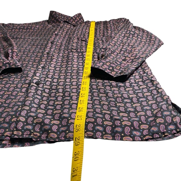 Vintage Robert Stock Black and Pink Design Silk Button Down, S - Picture 4 of 7
